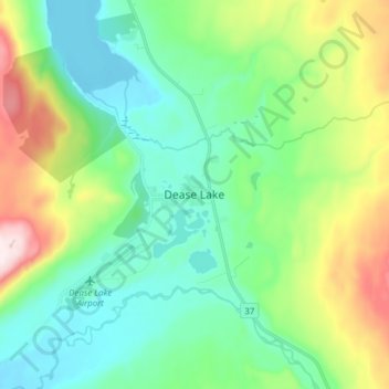 Carte topographique Dease Lake, altitude, relief