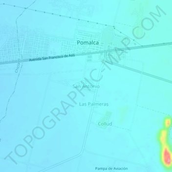 Carte topographique San Antonio, altitude, relief