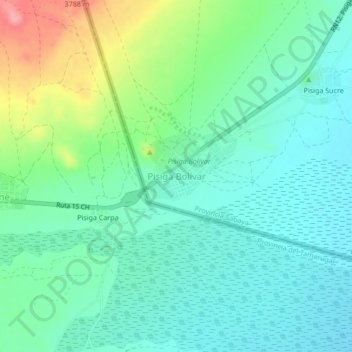 Carte topographique Pisiga Bolívar, altitude, relief