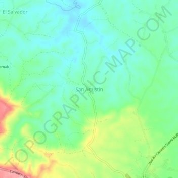 Carte topographique San Agustin, altitude, relief