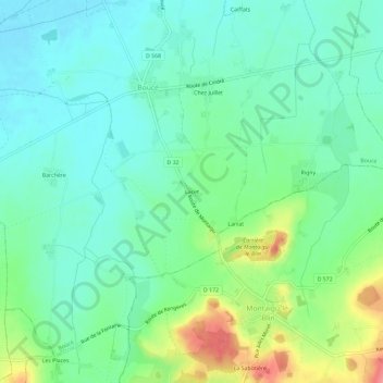 Carte topographique Lacet, altitude, relief