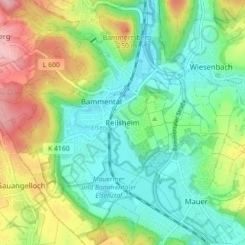 Carte topographique Reilsheim, altitude, relief