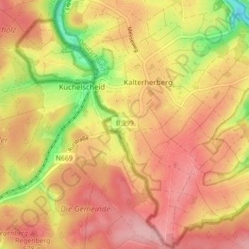 Carte topographique Leykaul, altitude, relief