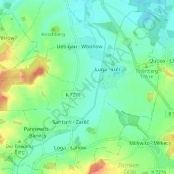 Carte topographique Krinitz, altitude, relief