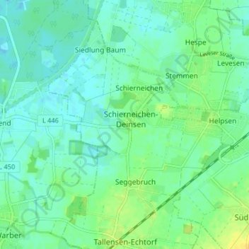 Carte topographique Deinsen, altitude, relief