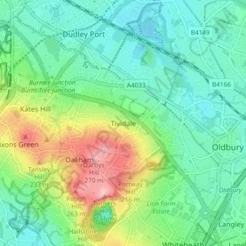 Carte topographique Tividale, altitude, relief