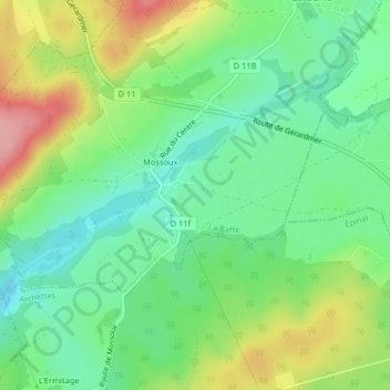 Carte topographique Sur le Chemin de Chéniménil, altitude, relief