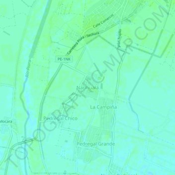 Carte topographique Narihualá, altitude, relief