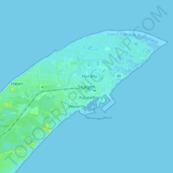 Carte topographique Skagen, altitude, relief