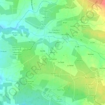 Carte topographique Berton, altitude, relief