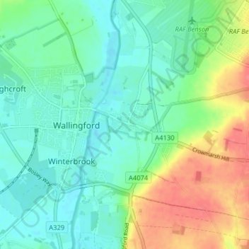 Carte topographique Crowmarsh Gifford, altitude, relief