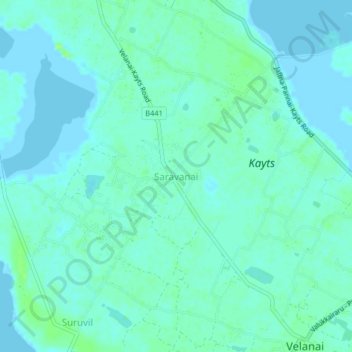 Carte topographique Saravanai, altitude, relief