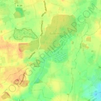 Carte topographique Schwienholm, altitude, relief
