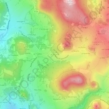 Carte topographique Le Fournial, altitude, relief