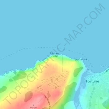 Carte topographique Fortune Head, altitude, relief