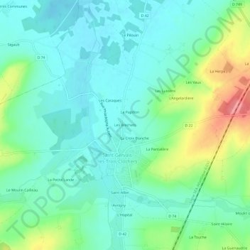Carte topographique Les Brechets, altitude, relief