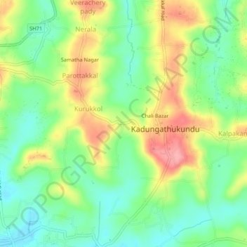 Carte topographique Varambanala, altitude, relief