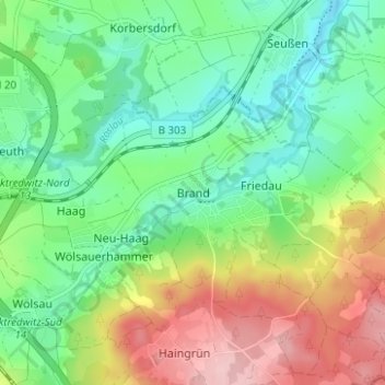 Carte topographique Brand, altitude, relief