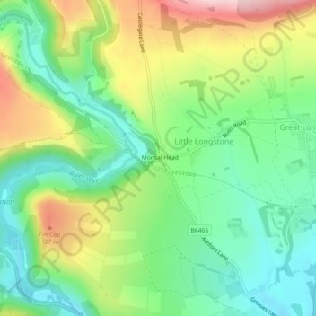 Carte topographique Monsal Head, altitude, relief