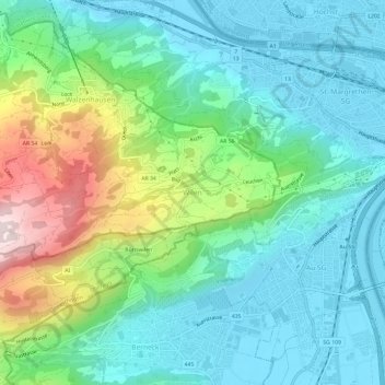 Carte topographique Wilen, altitude, relief