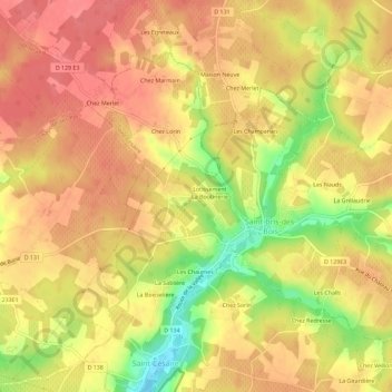 Carte topographique Chez Prévaudeau, altitude, relief