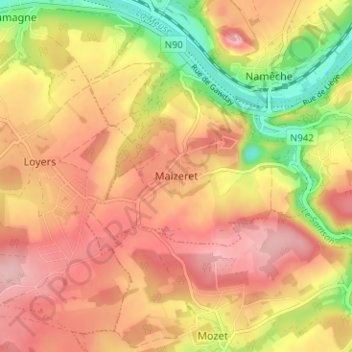 Carte topographique Maizeret, altitude, relief
