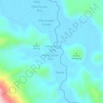 Carte topographique Paku, altitude, relief