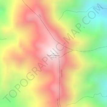 Carte topographique Cerro Banderas, altitude, relief
