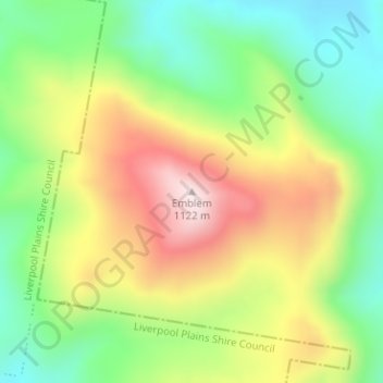 Carte topographique Emblem, altitude, relief