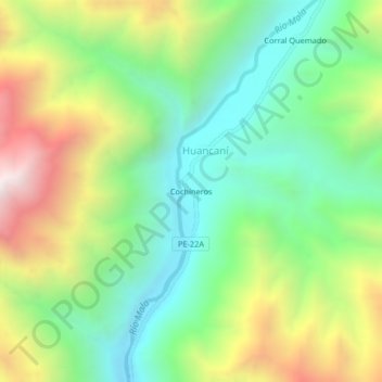 Carte topographique Cochineros, altitude, relief