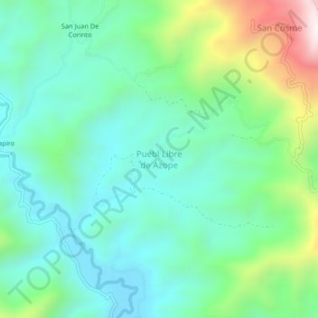 Carte topographique Puebl Libre de Azope, altitude, relief