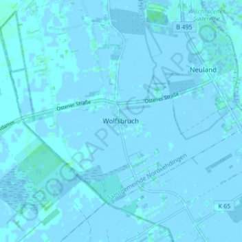 Carte topographique Wolfsbruch, altitude, relief