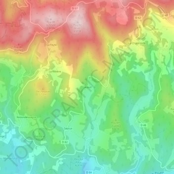 Carte topographique Lavaud, altitude, relief