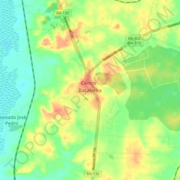 Carte topographique Bacabeira, altitude, relief