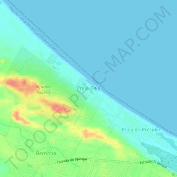 Carte topographique Praia Bela, altitude, relief