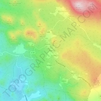 Carte topographique Pauk, altitude, relief