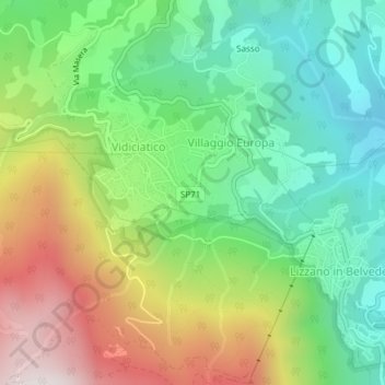 Carte topographique Maenzano, altitude, relief