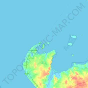 Carte topographique Bet Dwarka, altitude, relief