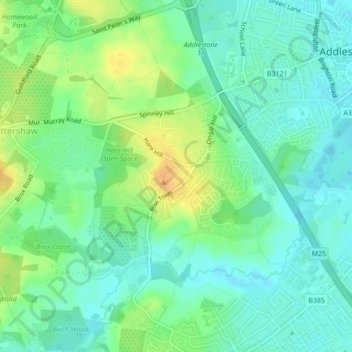 Carte topographique Row Town, altitude, relief
