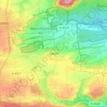 Carte topographique Dürrn, altitude, relief