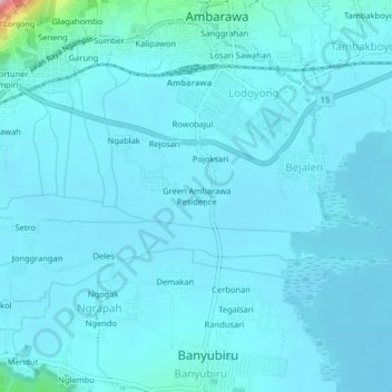 Carte topographique Green Ambarawa Residence, altitude, relief