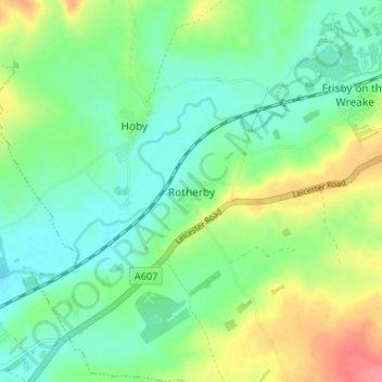Carte topographique Rotherby, altitude, relief