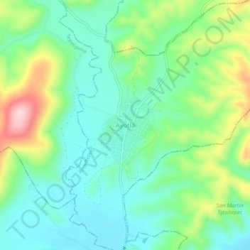 Carte topographique Ayotla, altitude, relief