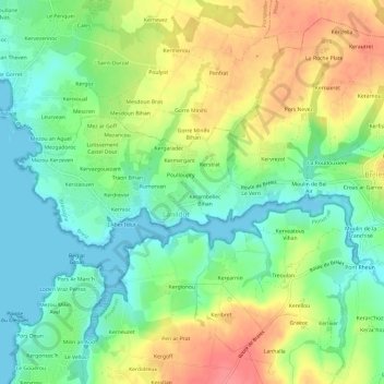 Carte topographique Kerambellec, altitude, relief