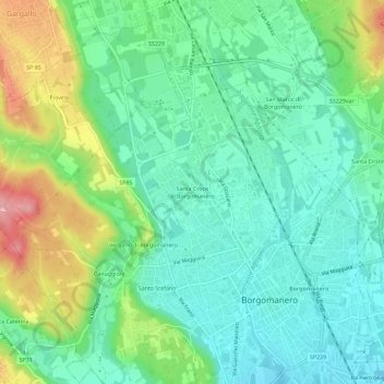 Carte topographique Santa Croce di Borgomanero, altitude, relief