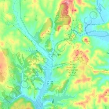 Carte topographique Porto de Lagos, altitude, relief