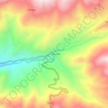 Carte topographique La Variante, altitude, relief
