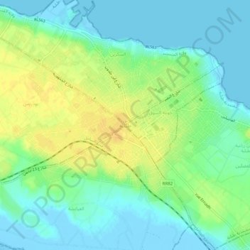 Carte topographique Teboulba, altitude, relief