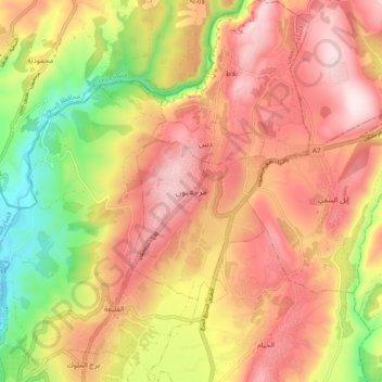 Carte topographique Marjayoun, altitude, relief