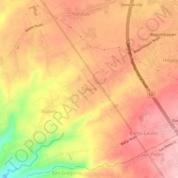 Carte topographique Tinurik, altitude, relief